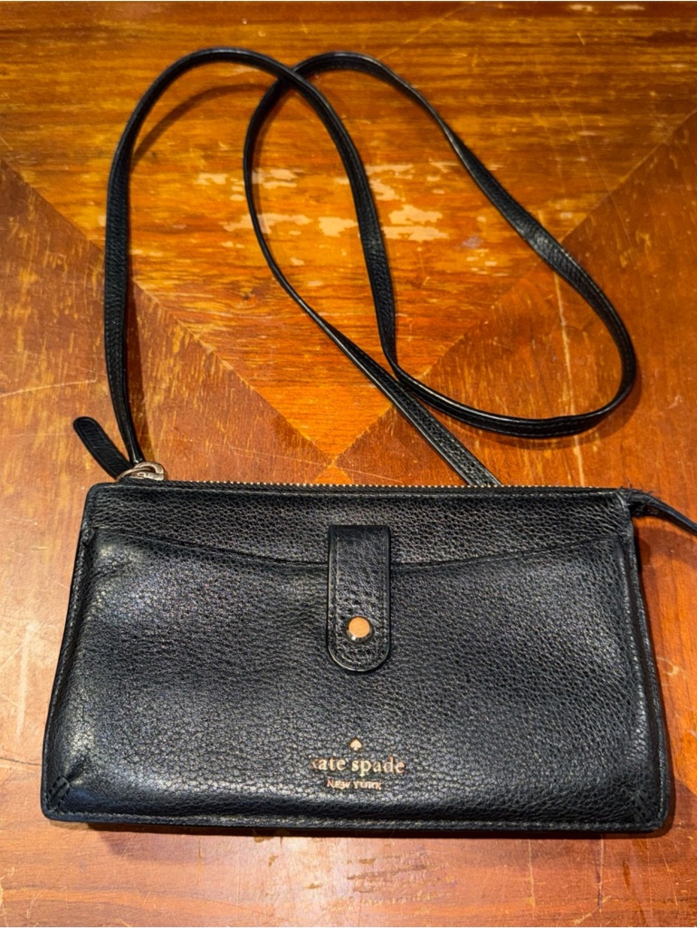 Kate Spade Black Pebbled Leather Larchmont Avenue Alegra Crossbody Bag